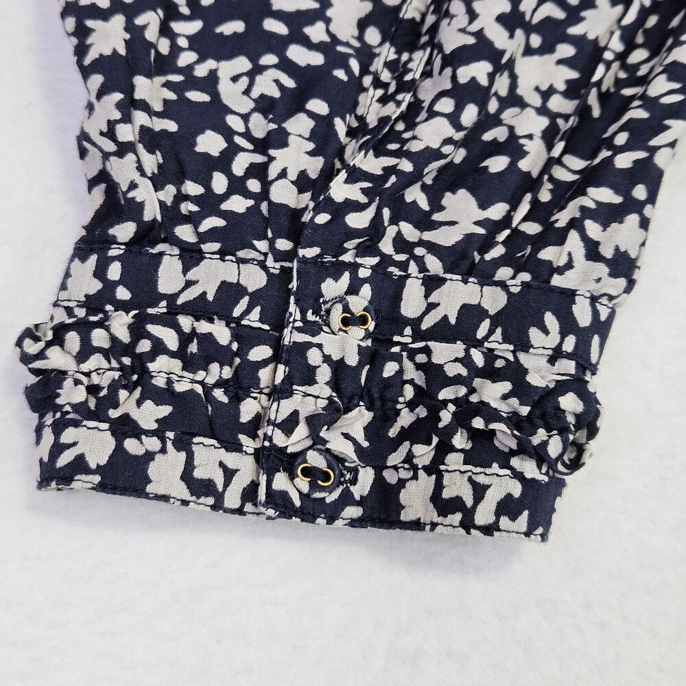 MIRTH Farrar Blouse L Blue Handmade Coastal Cowgirl Cotton Silk Prairie Luxury - Picture 7 of 16